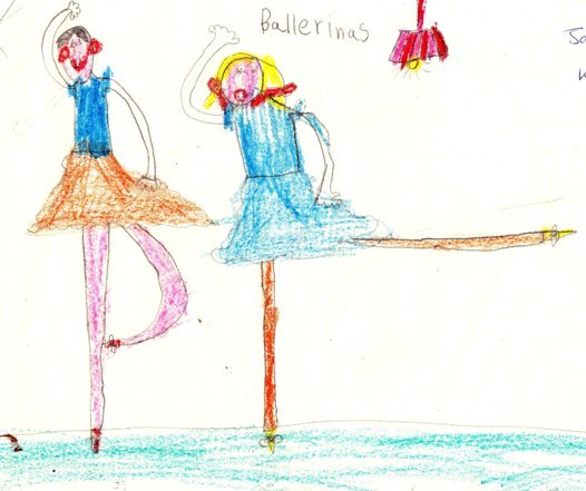 Child's drawing of some ballerinas