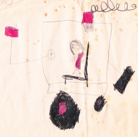 Child's drawing of a man in a digger